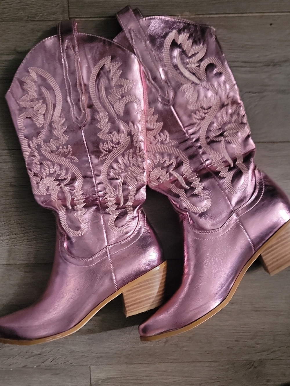 Metallic Pink Western Cowgirl Boots for Women
